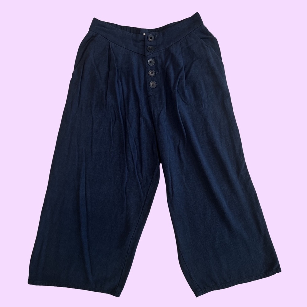Gentle Fawn Navy Button-Front Wide Leg Pants